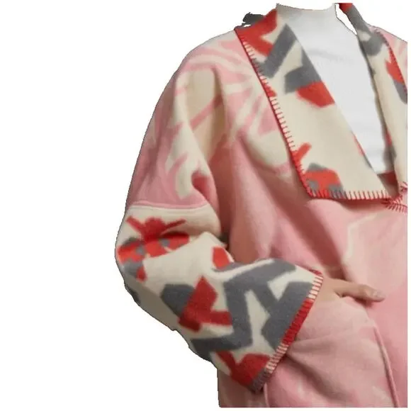 Anthropologie Heidi Kimono Jacket Easy Fit Pockets Pink Ivory Wine Size M # 1096 - Picture 12 of 16